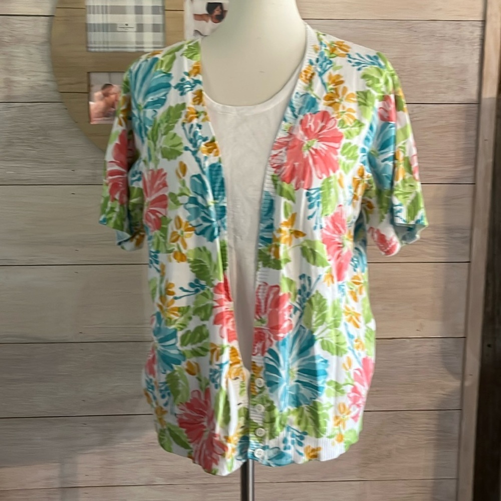 Cathy Daniel's Flower Sweater Top L